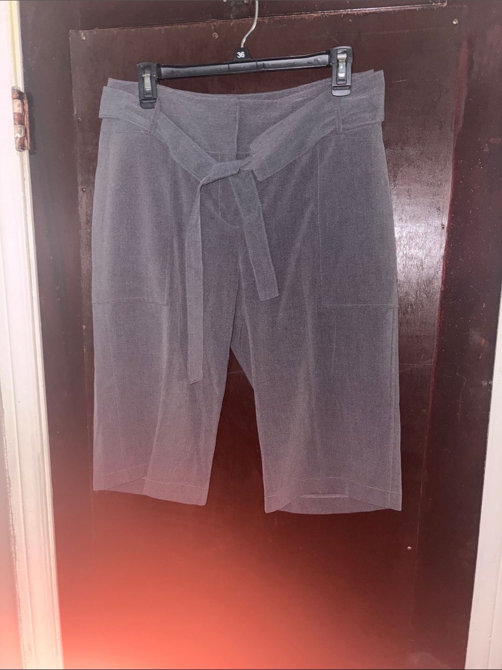 Women's Gray Tie-Waist Shorts